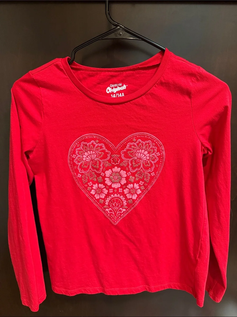OshKosh B'gosh Red Long-Sleeve Tee with Floral Heart